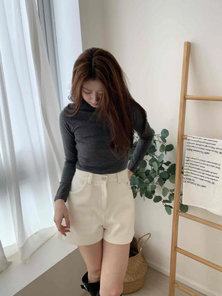 Daily Slim Fit Mock Turtleneck Fleece-Lined Long Sleeve T-shirt