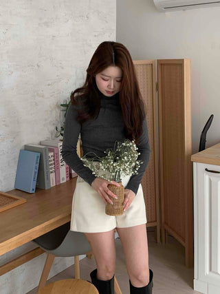 Daily Slim Fit Mock Turtleneck Fleece-Lined Long Sleeve T-shirt