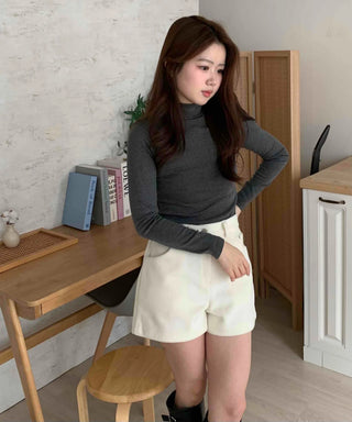 Daily Slim Fit Mock Turtleneck Fleece-Lined Long Sleeve T-shirt