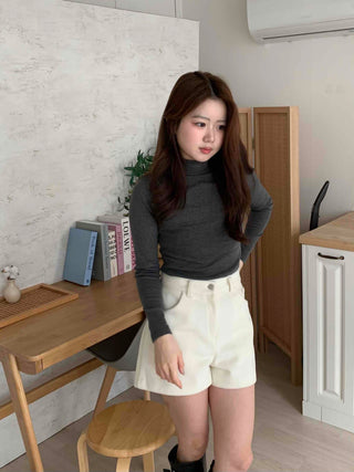 Daily Slim Fit Mock Turtleneck Fleece-Lined Long Sleeve T-shirt