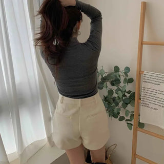 Daily Slim Fit Mock Turtleneck Fleece-Lined Long Sleeve T-shirt
