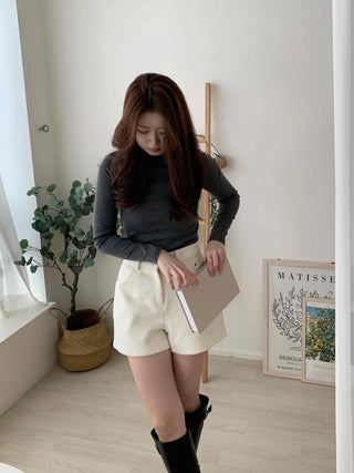 Daily Slim Fit Mock Turtleneck Fleece-Lined Long Sleeve T-shirt