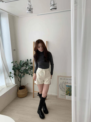 Daily Slim Fit Mock Turtleneck Fleece-Lined Long Sleeve T-shirt