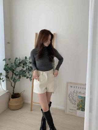 Daily Slim Fit Mock Turtleneck Fleece-Lined Long Sleeve T-shirt