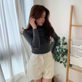 Daily Slim Fit Mock Turtleneck Fleece-Lined Long Sleeve T-shirt