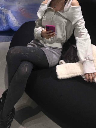 Soft Mood Cold Shoulder Loose Fit Zip-Up Hoodie