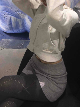 Soft Mood Cold Shoulder Loose Fit Zip-Up Hoodie