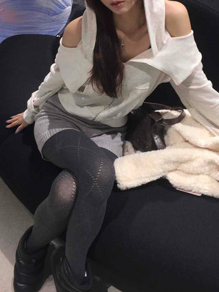 Soft Mood Cold Shoulder Loose Fit Zip-Up Hoodie