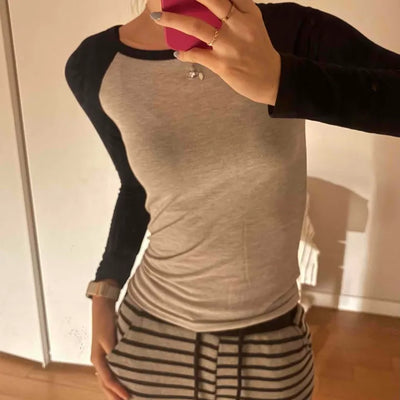 Slim Body-Shaping Close-Fit Raglan Long Sleeve T-Shirt