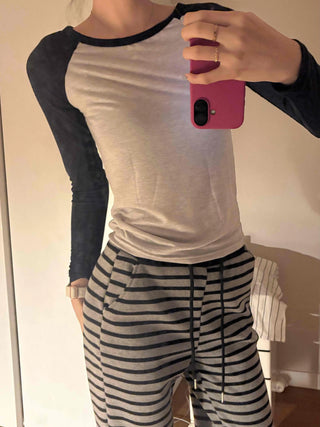 Slim Body-Shaping Close-Fit Raglan Long Sleeve T-Shirt