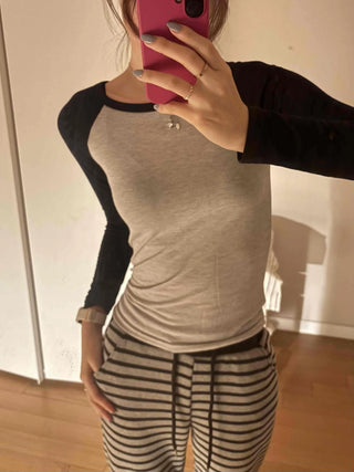 Slim Body-Shaping Close-Fit Raglan Long Sleeve T-Shirt