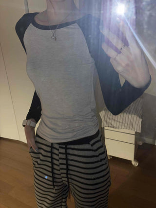 Slim Body-Shaping Close-Fit Raglan Long Sleeve T-Shirt