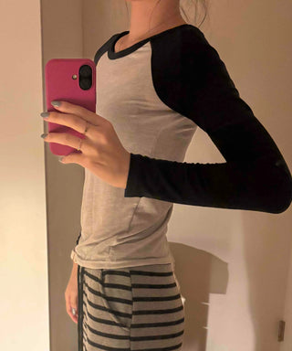 Slim Body-Shaping Close-Fit Raglan Long Sleeve T-Shirt