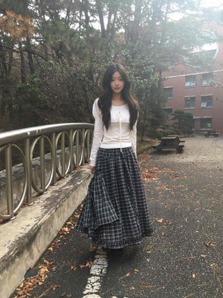 Romantic Frill Voluminous Puff Sleeve Square Neck Long Sleeve Tee