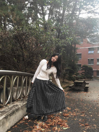 Romantic Frill Voluminous Puff Sleeve Square Neck Long Sleeve Tee