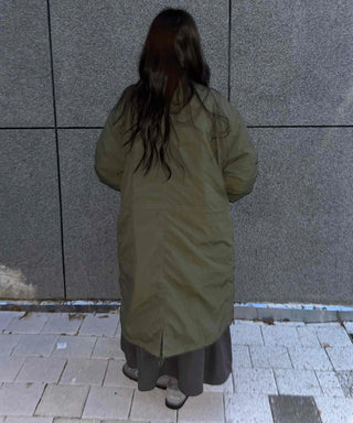 Urban Quilted Snap Button Oversized Long Padded Jacket