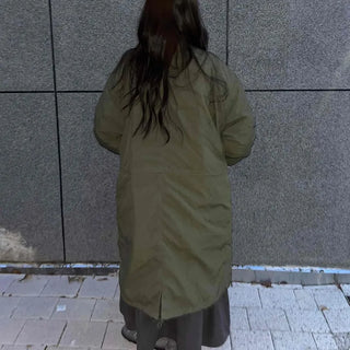 Urban Quilted Snap Button Oversized Long Padded Jacket