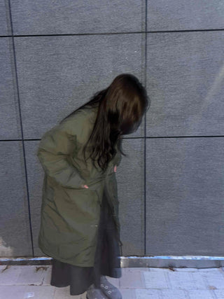 Urban Quilted Snap Button Oversized Long Padded Jacket