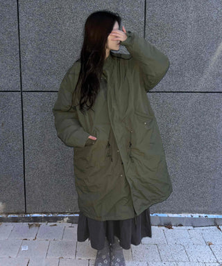 Urban Quilted Snap Button Oversized Long Padded Jacket