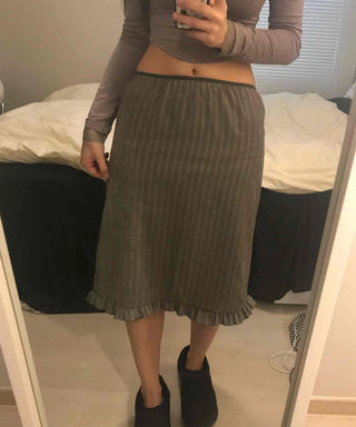 Wave Henrique-Ribbed Pleated Banding Midi Skirt