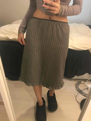 Wave Henrique-Ribbed Pleated Banding Midi Skirt