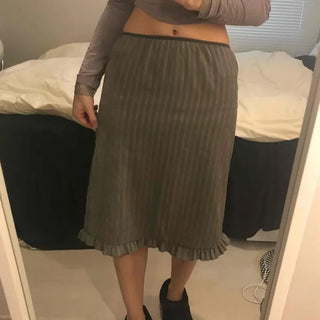 Wave Henrique-Ribbed Pleated Banding Midi Skirt