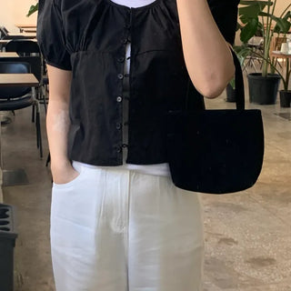 Nael Sleeve Puff Shirred Blouse 2col