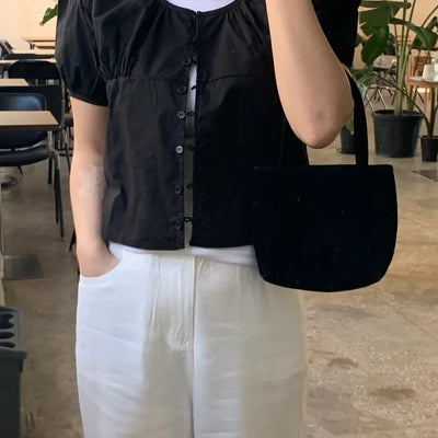 Nael Sleeve Puff Shirred Blouse 2col