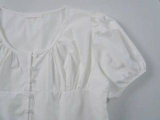 Nael Sleeve Puff Shirred Blouse 2col