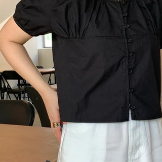 Nael Sleeve Puff Shirred Blouse 2col