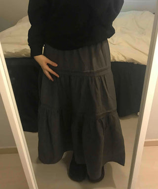 Layered See-through Banded Voluminous Tiered Long Skirt