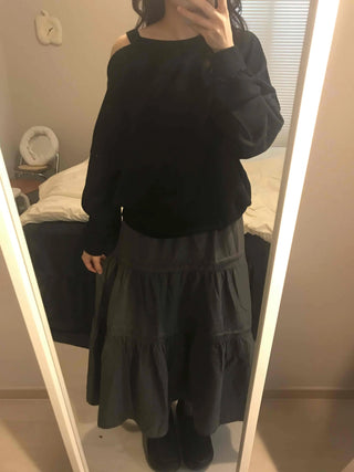 Layered See-through Banded Voluminous Tiered Long Skirt