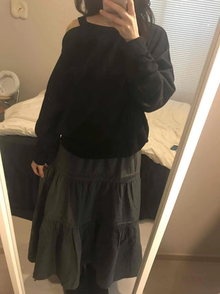 Layered See-through Banded Voluminous Tiered Long Skirt