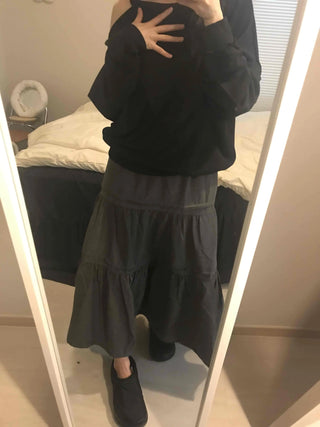 Layered See-through Banded Voluminous Tiered Long Skirt