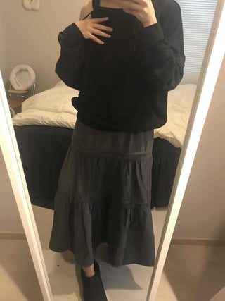 Layered See-through Banded Voluminous Tiered Long Skirt