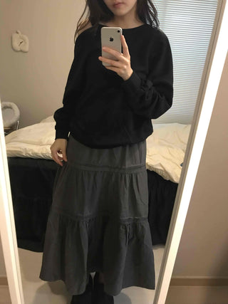 Layered See-through Banded Voluminous Tiered Long Skirt