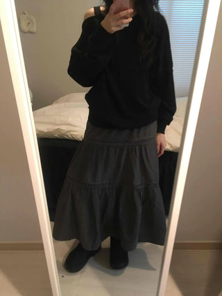 Layered See-through Banded Voluminous Tiered Long Skirt