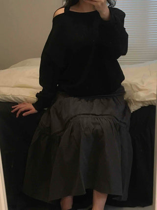 Layered See-through Banded Voluminous Tiered Long Skirt