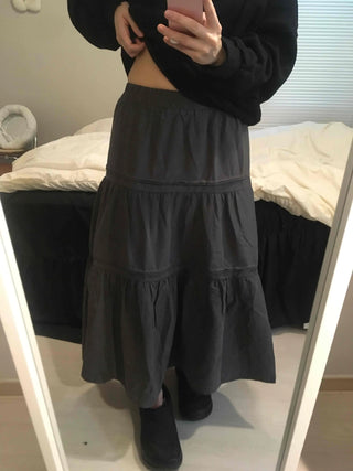 Layered See-through Banded Voluminous Tiered Long Skirt