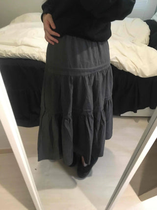 Layered See-through Banded Voluminous Tiered Long Skirt