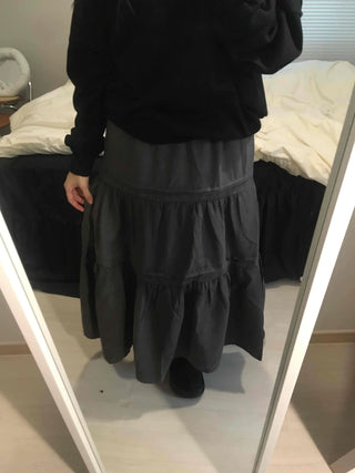 Layered See-through Banded Voluminous Tiered Long Skirt