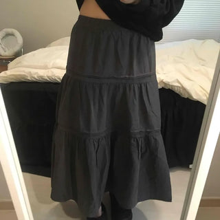 Layered See-through Banded Voluminous Tiered Long Skirt