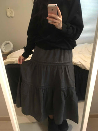 Layered See-through Banded Voluminous Tiered Long Skirt