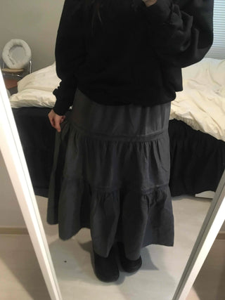Layered See-through Banded Voluminous Tiered Long Skirt