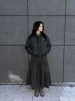 Layered See-through Banded Voluminous Tiered Long Skirt