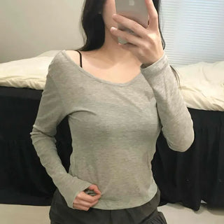 Thumbhole Square Neck Modal Slim Long Sleeve Tee