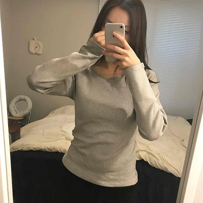 Soft Cozy Fit Round Neck Long Sleeve T-shirt