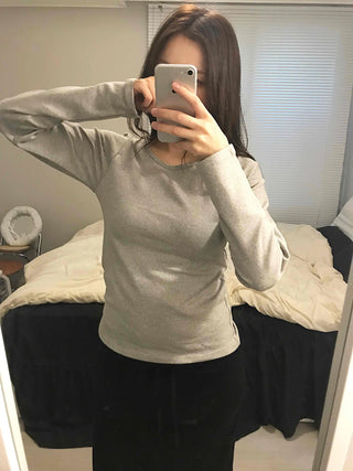 Soft Cozy Fit Round Neck Long Sleeve T-shirt