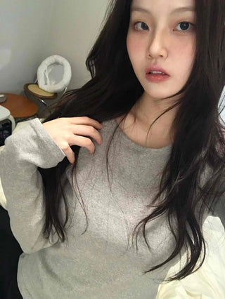 Soft Cozy Fit Round Neck Long Sleeve T-shirt