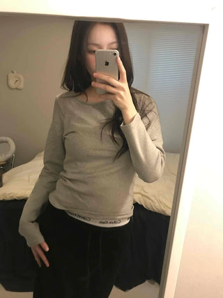 Soft Cozy Fit Round Neck Long Sleeve T-shirt